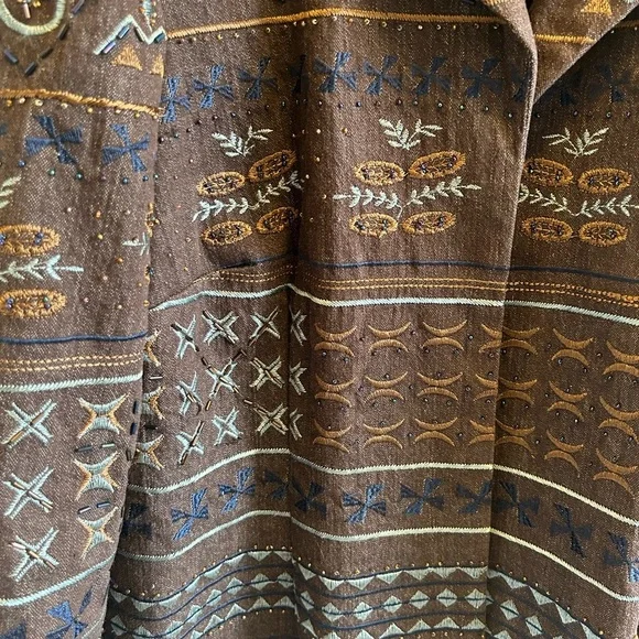 Coldwater Creek Brown Embroidered Southwestern Open-Front Jacket | Women’s - Picture 3 of 10